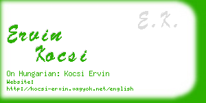 ervin kocsi business card